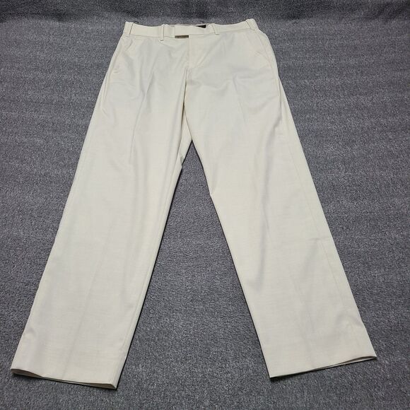 Abercrombie & Fitch Pants Mens 31x32 Beige Flat Front Dress Work Trousers Modern - Picture 1 of 9